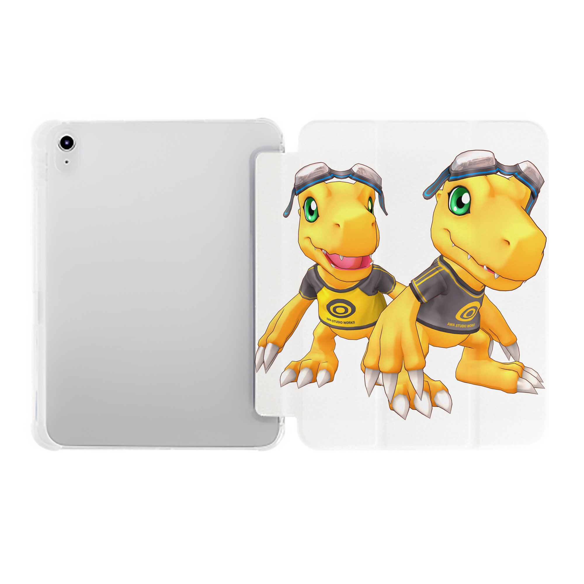 （画像用） Digimon デジタルモンスター/デジモン IPad ケース ペン収納付き 三つ折りスタンド PUレザー×シリコン 対応機種9.5/10.5/10.9インチ